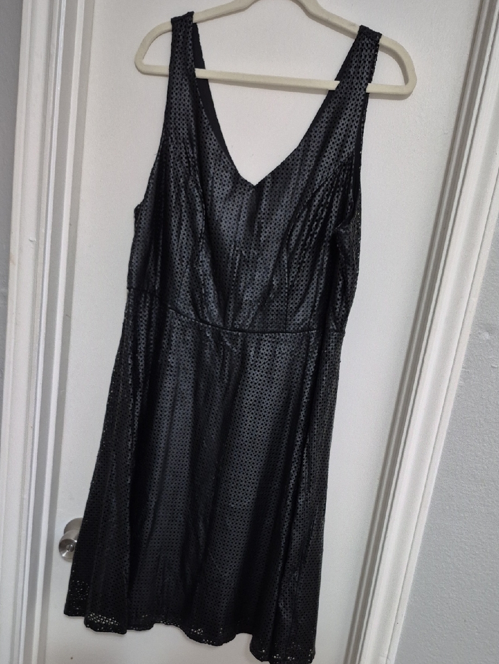 Torrid Black Faux Leather Sleeveless V-Neck Midi Dress